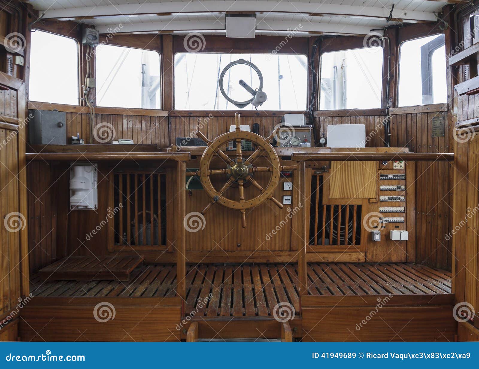 Wheelhouse Of And Historic Ship Stock Image - Image: 41949689