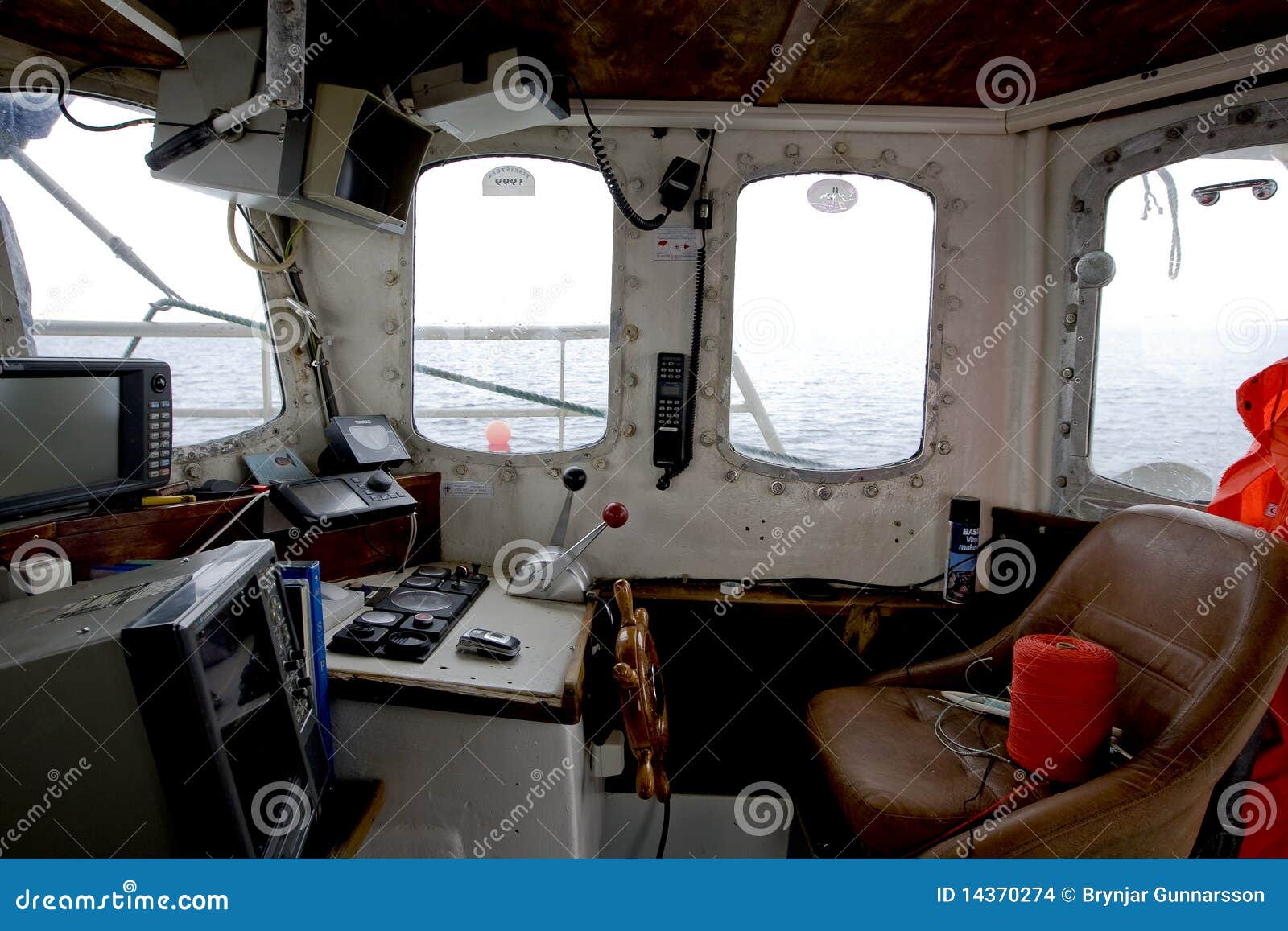 Wheelhouse Of A Small Fishing Vessel Stock Images - Image 