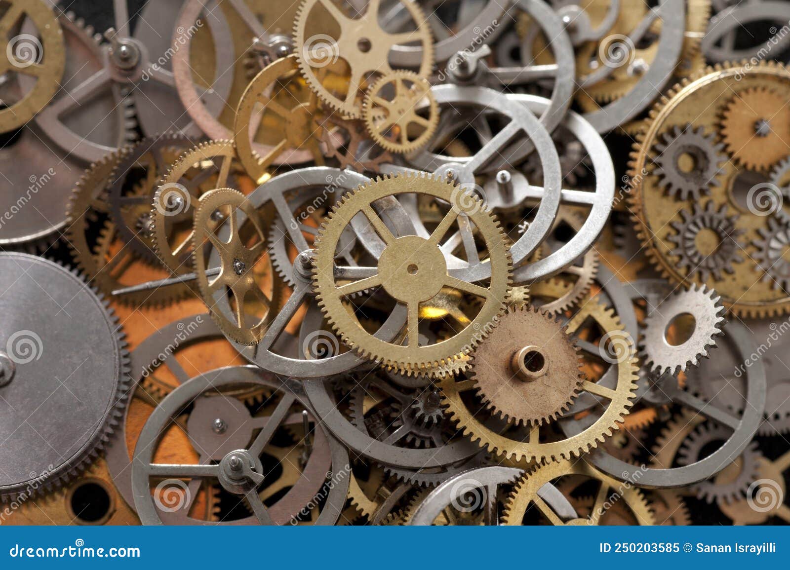 An Array of Metal Gear Cogs and Components from a Clockmakers Parts Bin