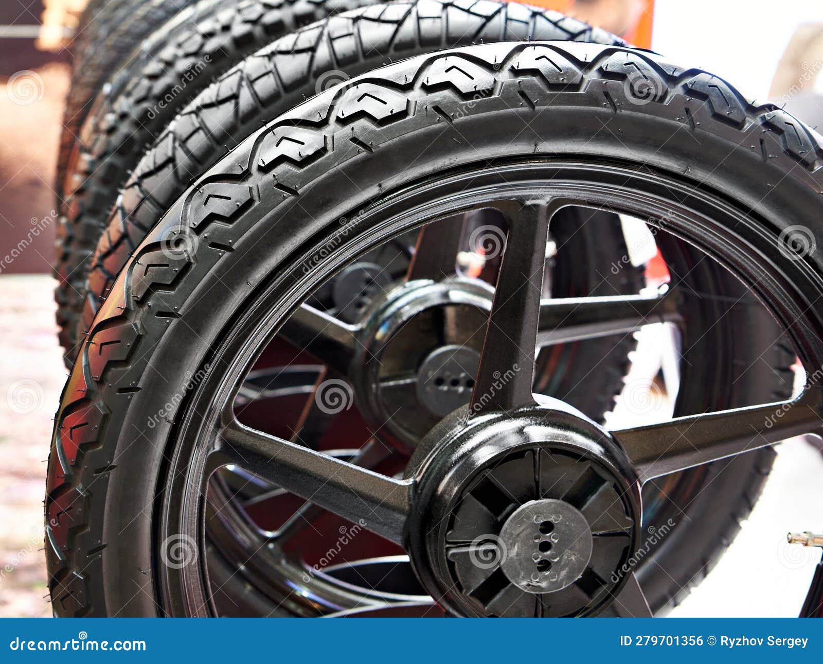 Wheels with Rubber for Moto Scooters Stock Photo Image of