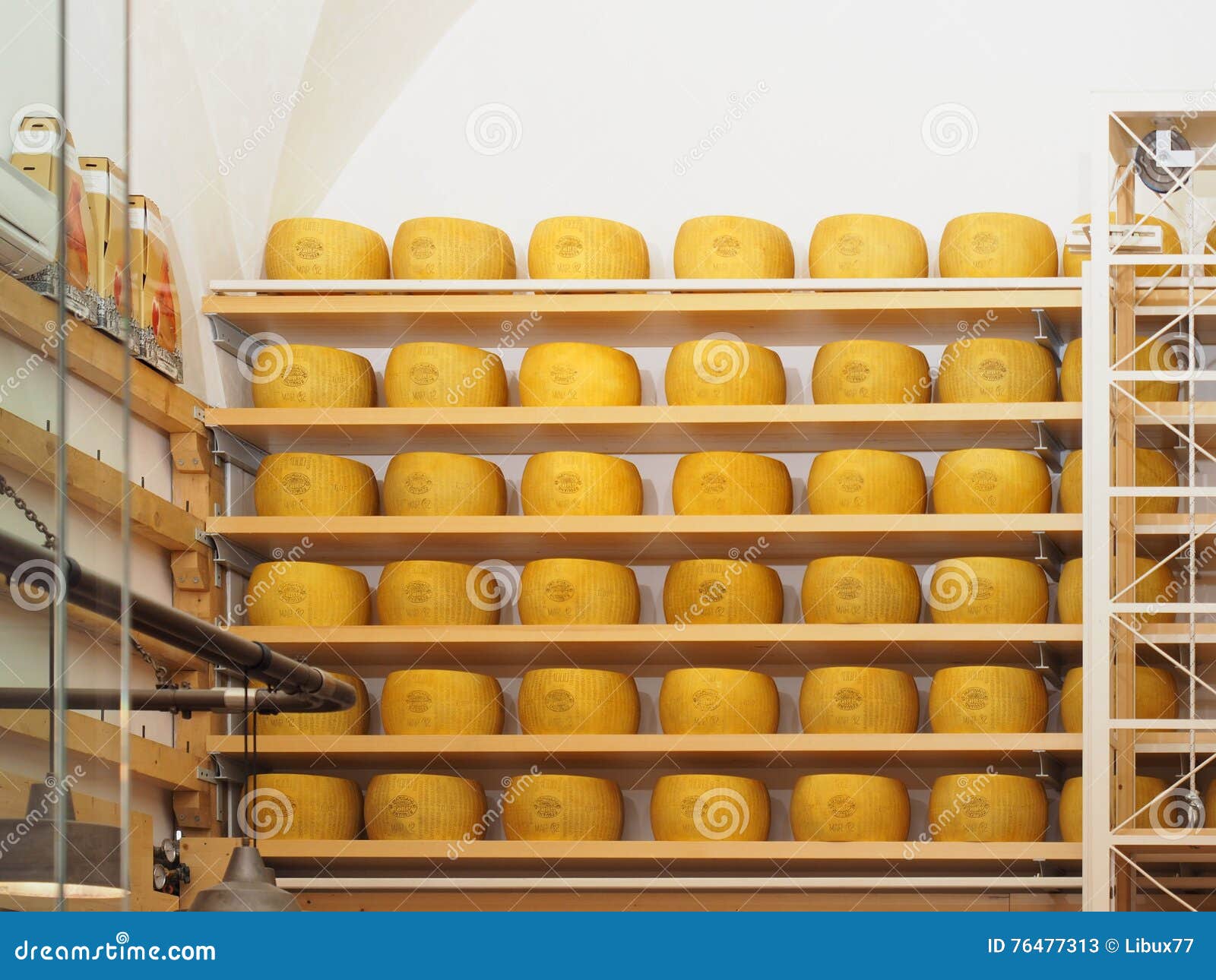 Wheels Parmesan Cheese editorial stock photo. Image of food 76477313