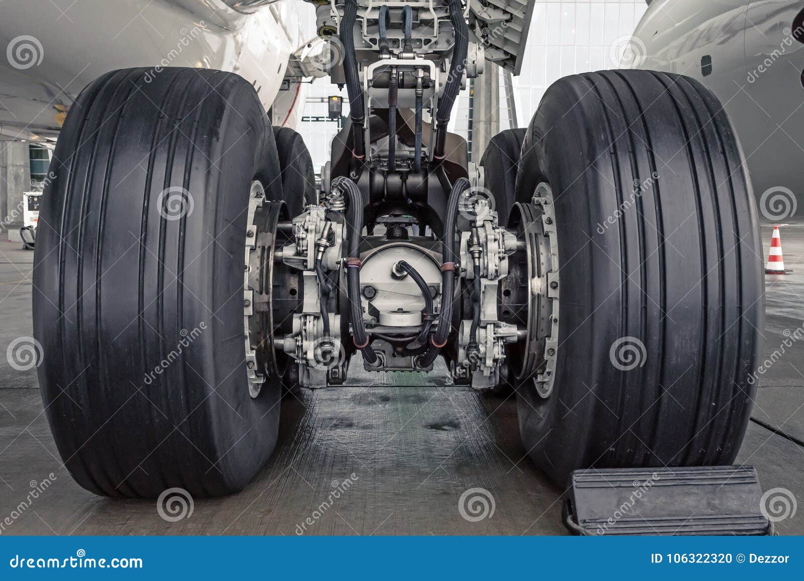 Wheels Rubber Tire Rear Landing Gear Racks. Stock Photo Image of