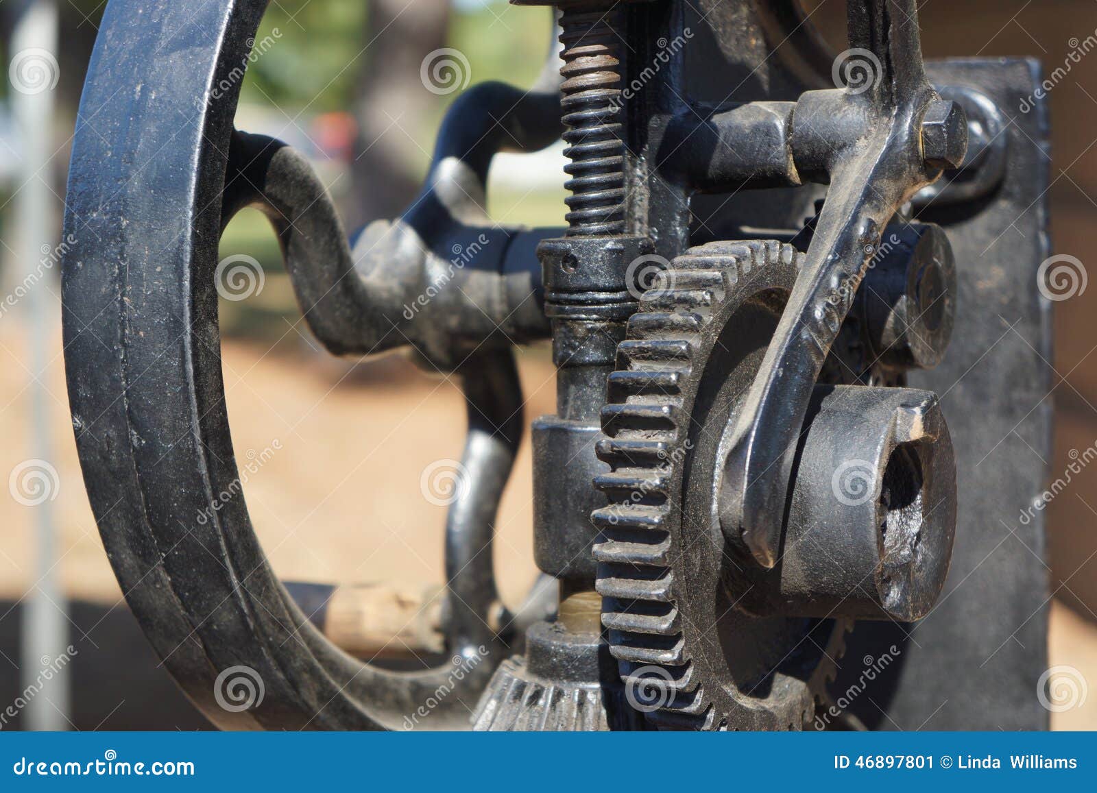 Wheels and Sprockets of Vintage Drill Stock Image Image of greased