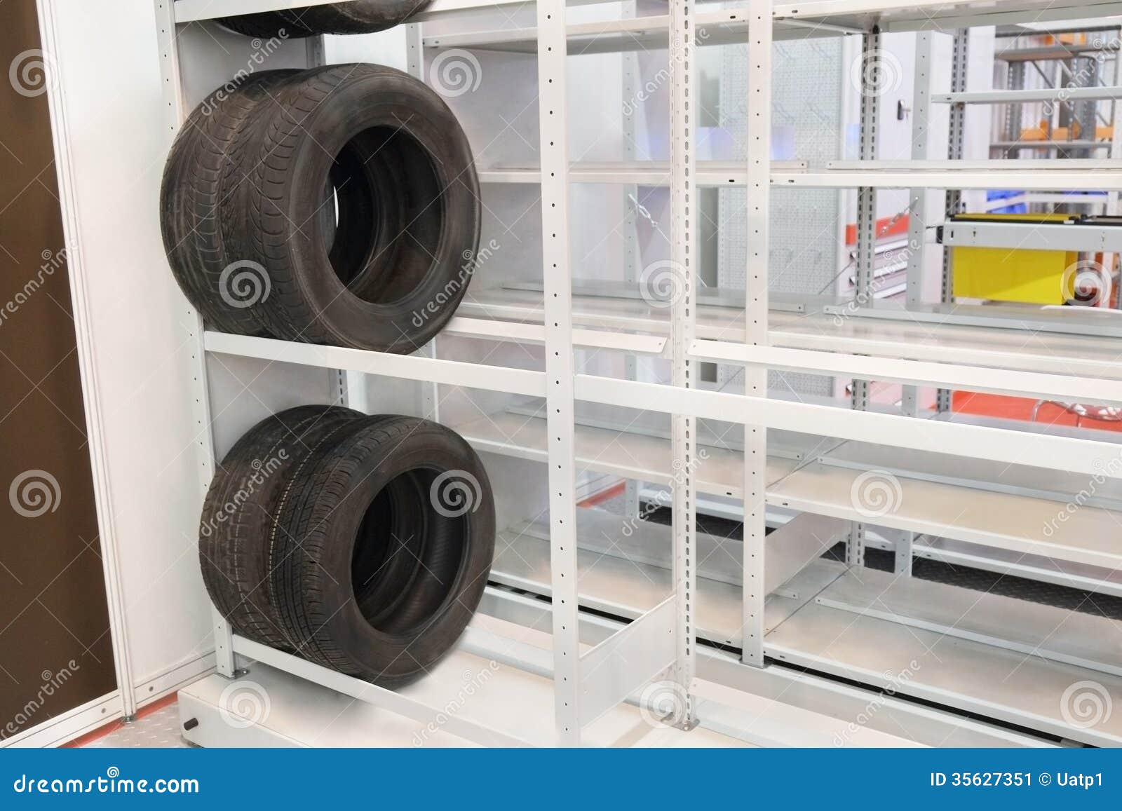 Wheels warehouse stock image. Image of steel, profile 35627351