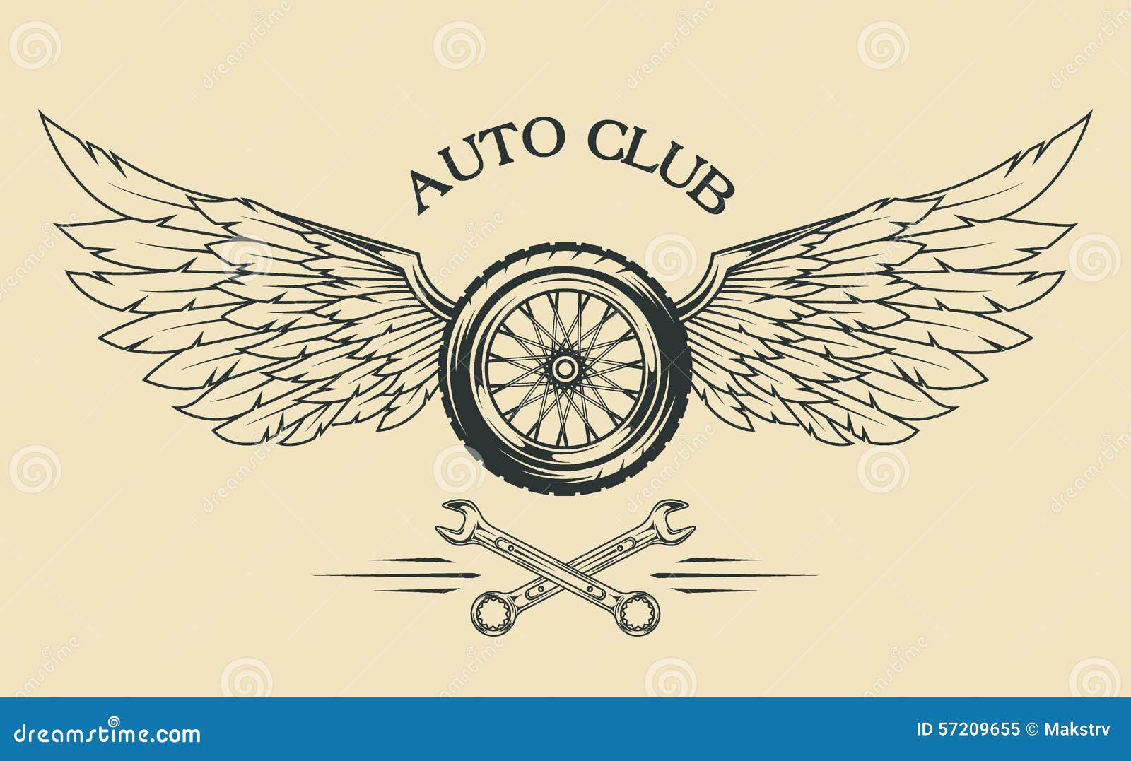 Wheels and Wings Vintage Emblem Stock Vector Illustration of racer