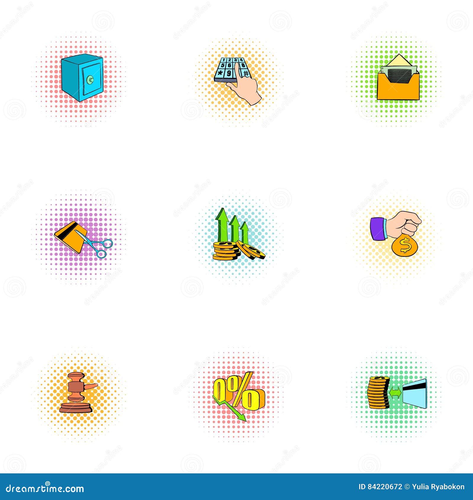wherewithal icons set, pop-art style