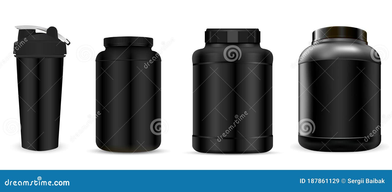 Download Whey Protein Supplement Bottle. Sport Jar Mockup Stock Vector - Illustration of food, fitness ...