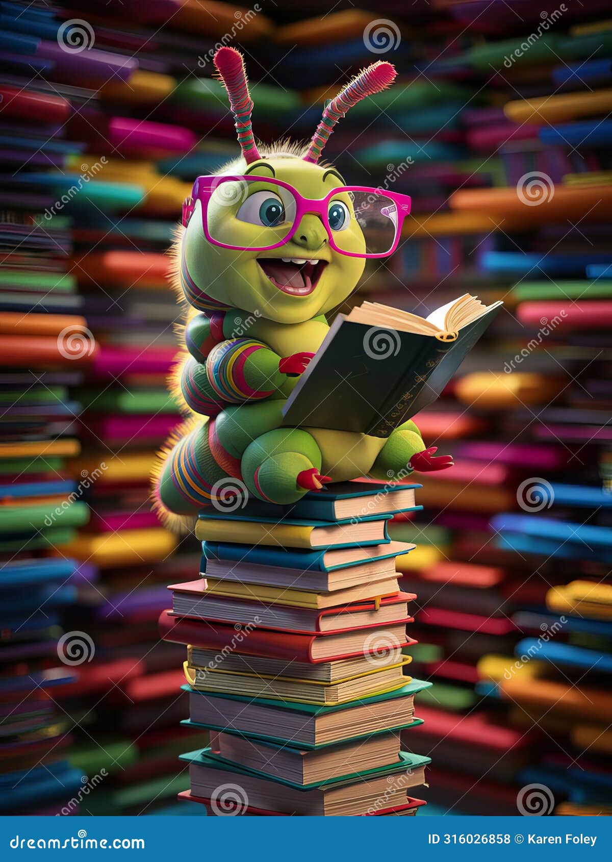 bookworm with books