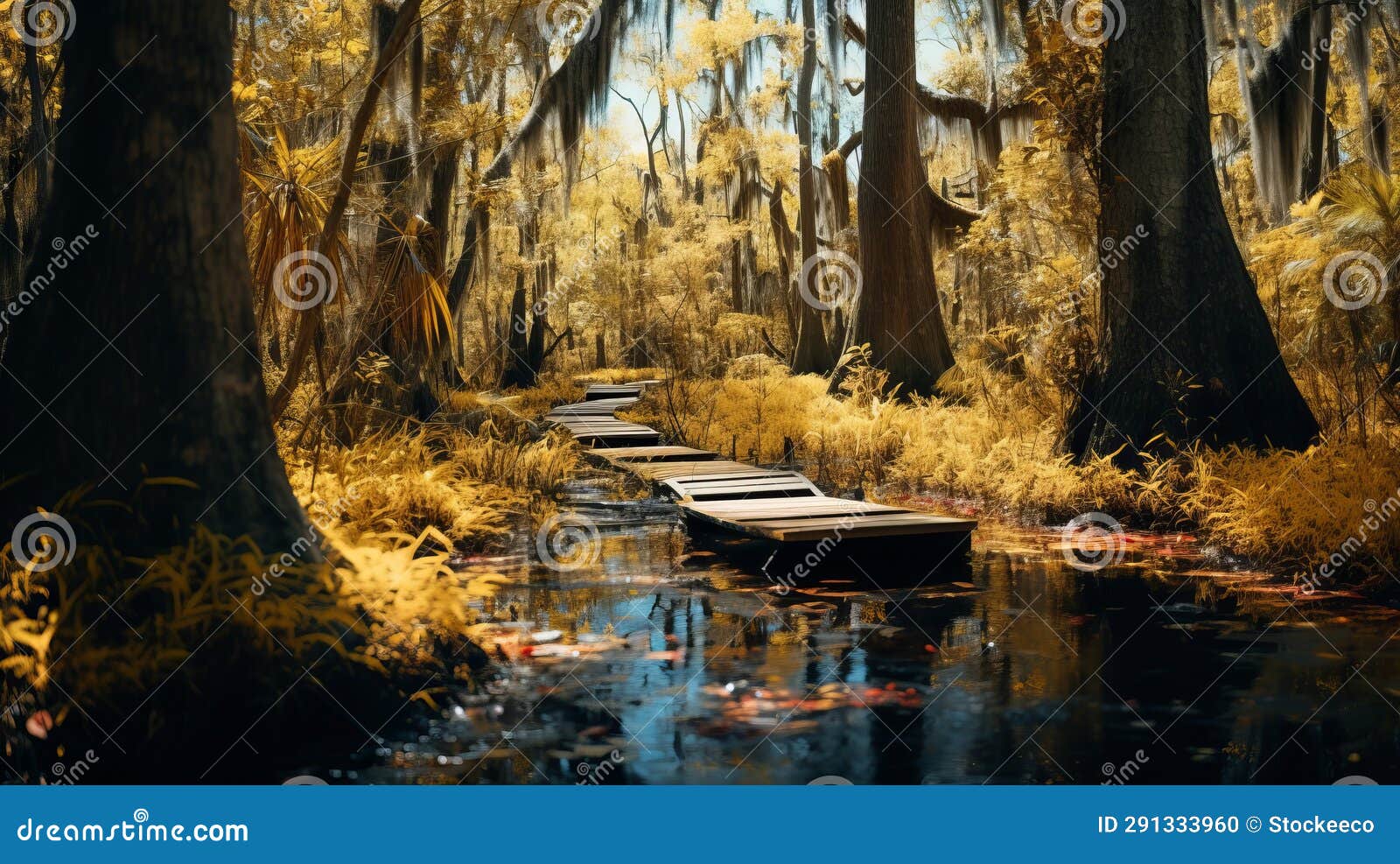 whimsical fantasy: infrared captures of red swamp walkway