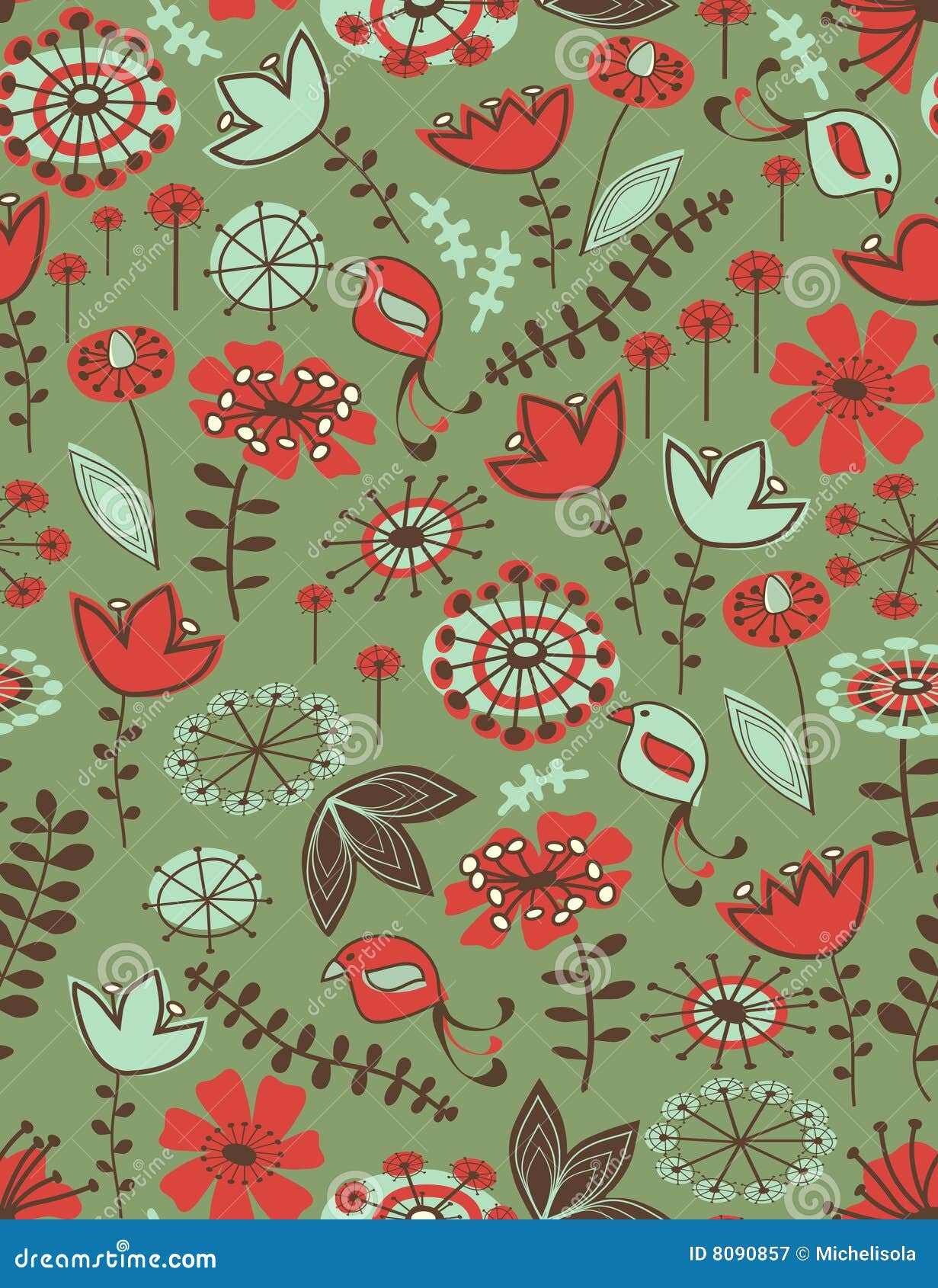 Whimsical Floral Seamless Pattern Stock Vector Illustration of bright