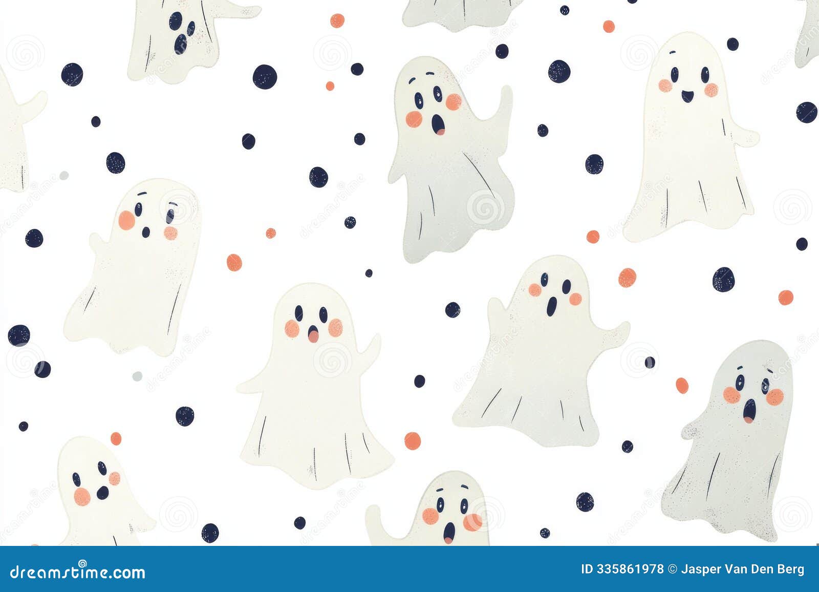 cute halloween ghost pattern playful expressions soft colors - whimsical halloween-themed  fam