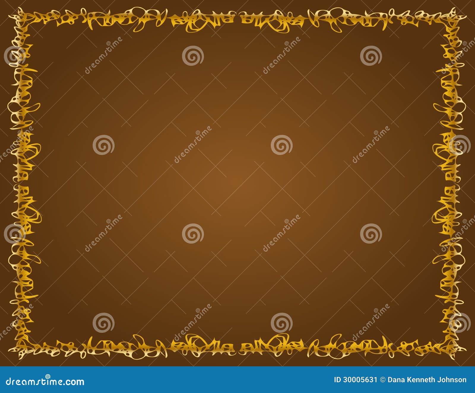 whimsical golden border, brown background
