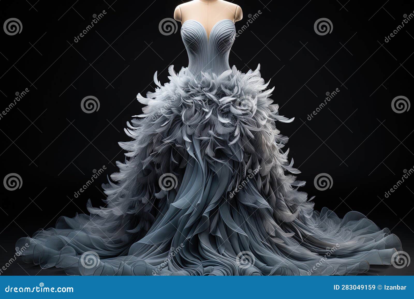Whimsical Gown Crafted from a Delicate Arrangement of Feathers 