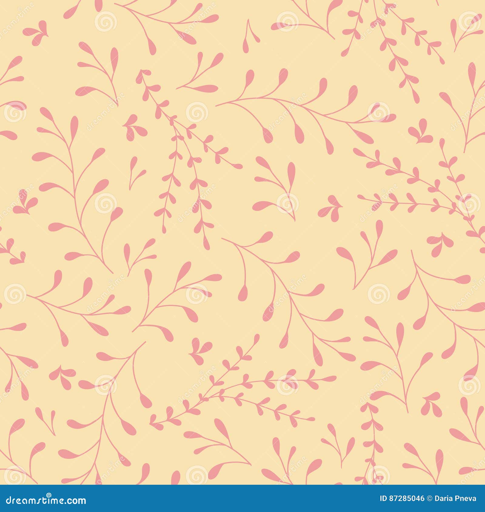 whimsical leaves and branches seamless pattern yellow.