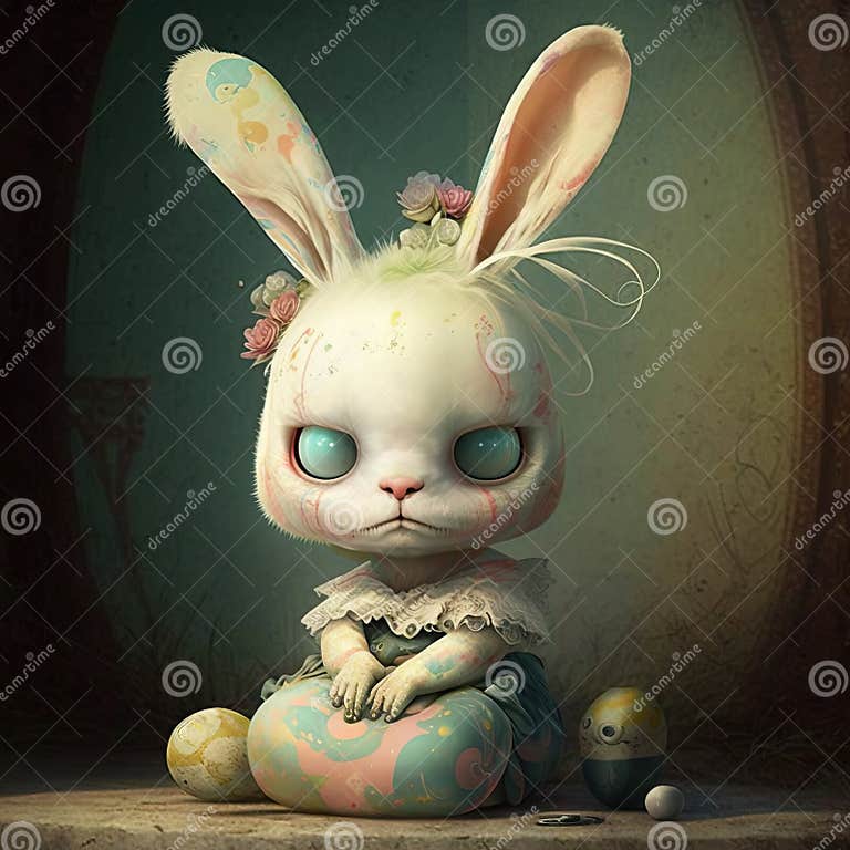 Whimsical Nightmare Bunny Scary Cute Easter Halloween Characters