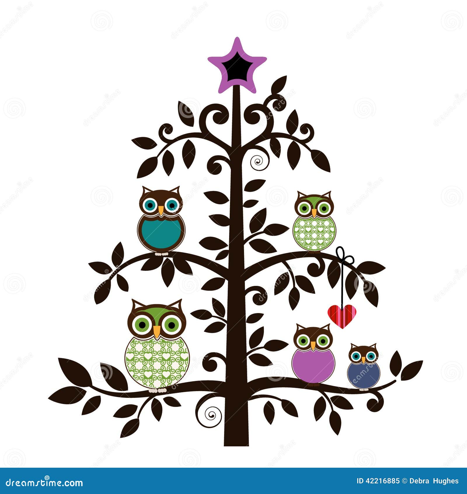 whimsical owls in a tree