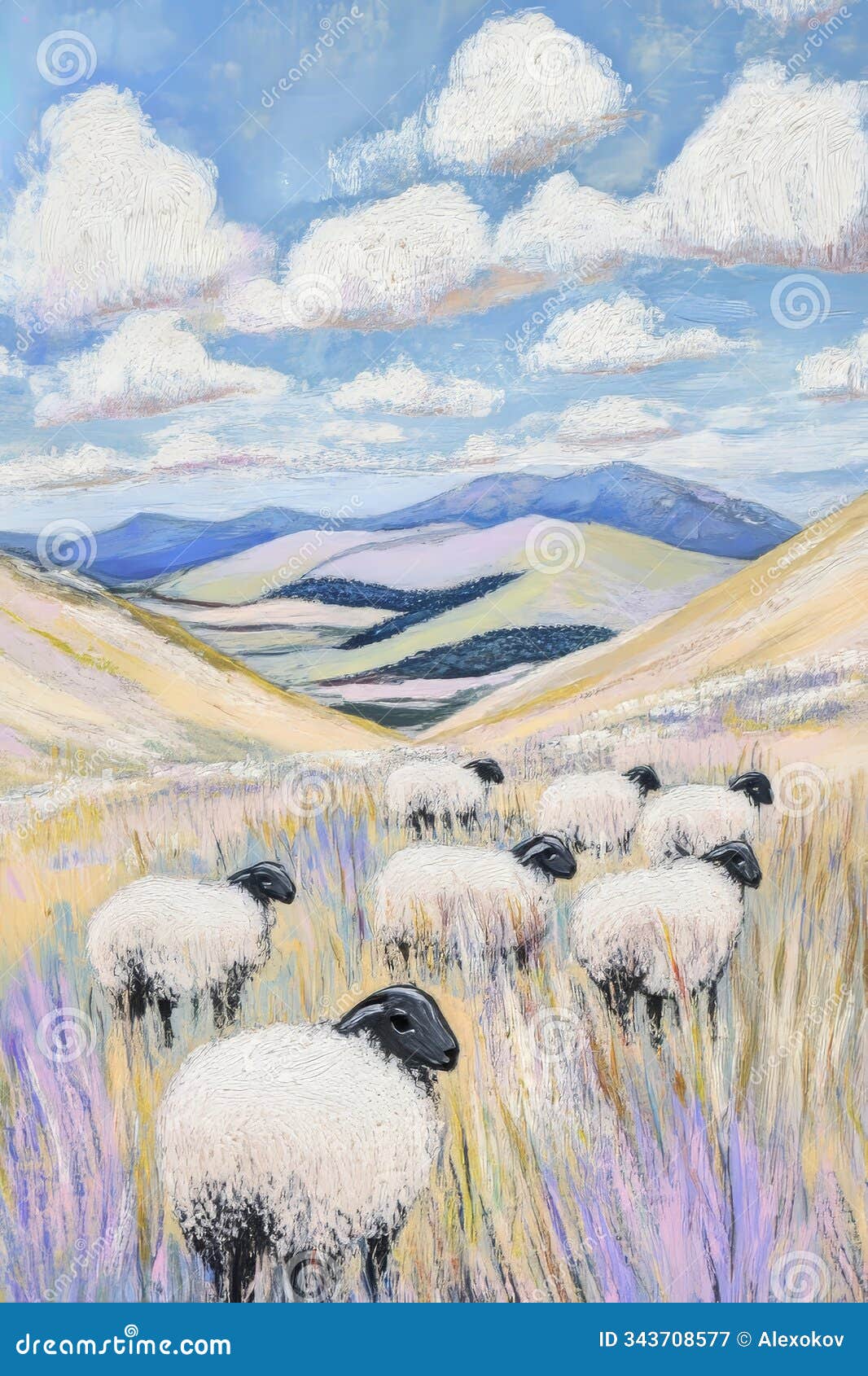 whimsical pastel hills with fluffy sheep grazing, ar personalized background for digital art generative ai