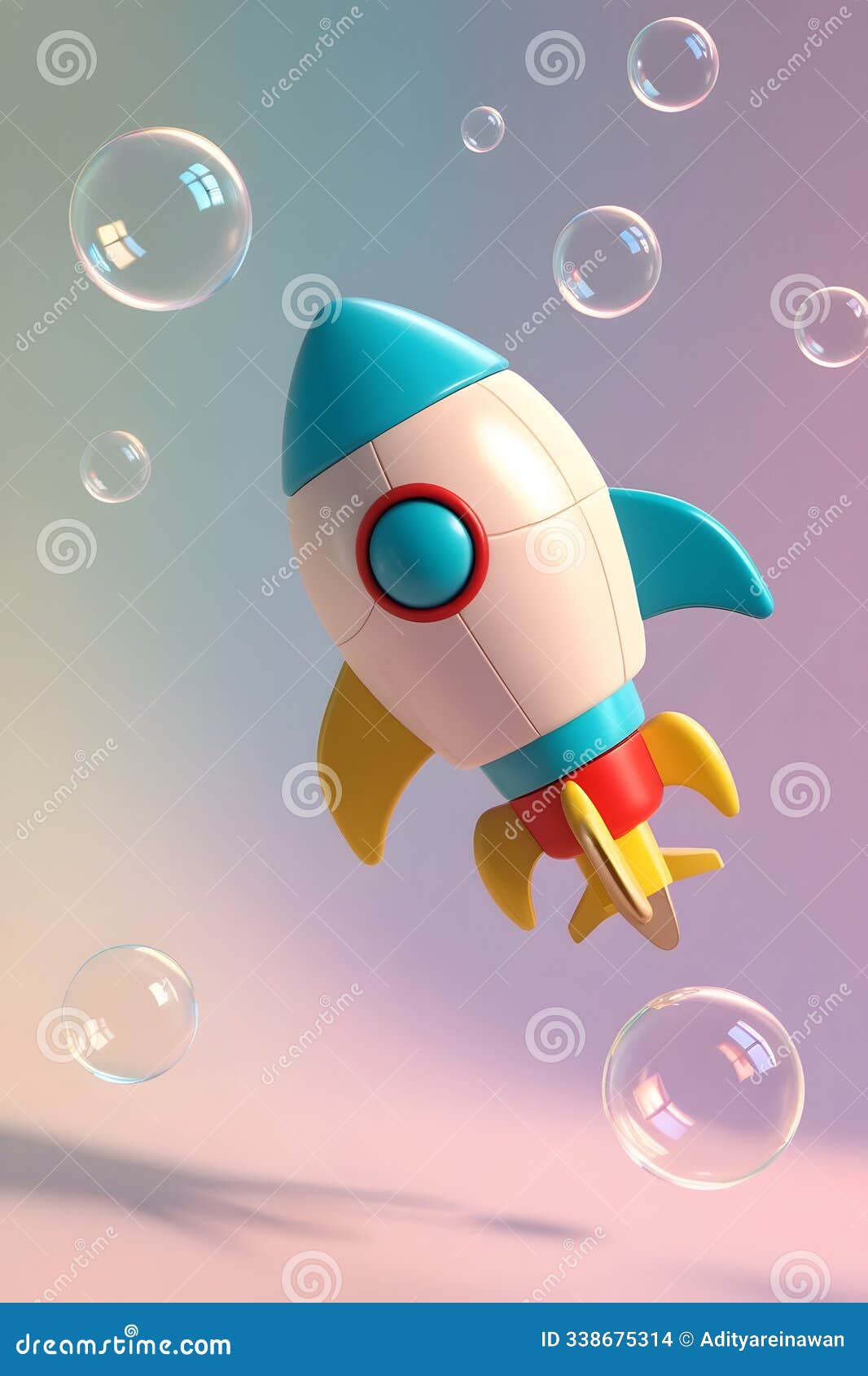 whimsical rocket journey 3d digital art with ambient occlusion