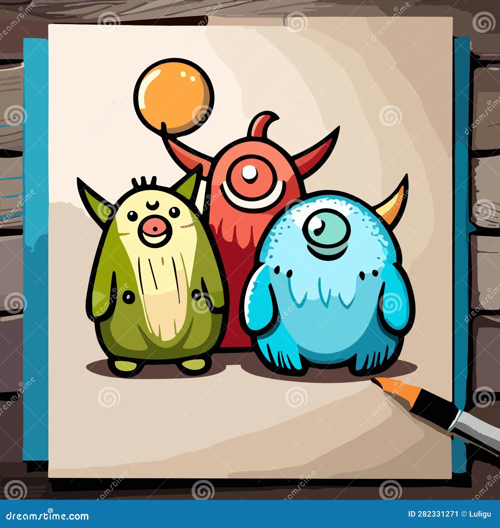 whimsical trio: colorful monsters