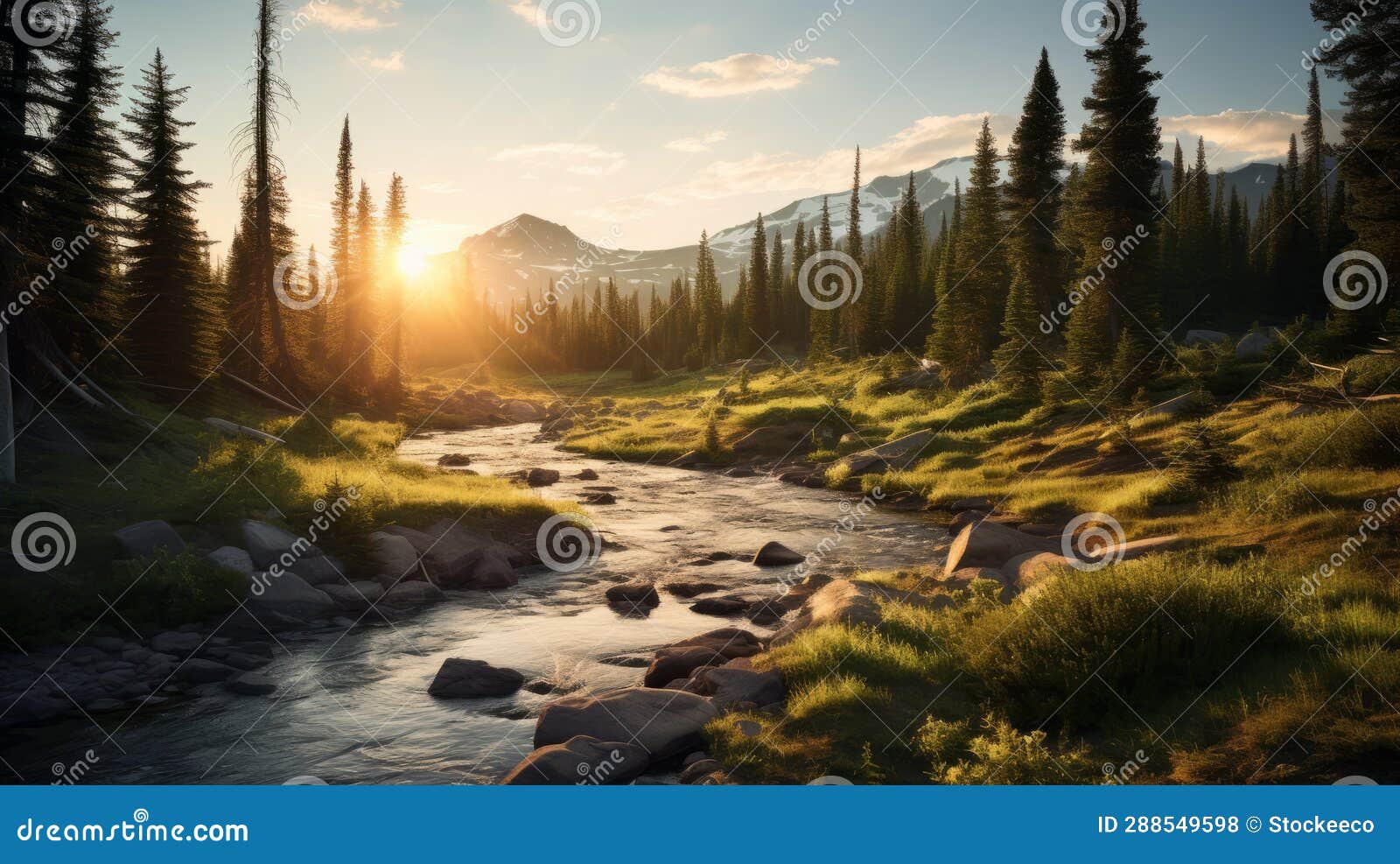 Whimsical Wilderness: a Serene River Flowing through Majestic Mountains ...