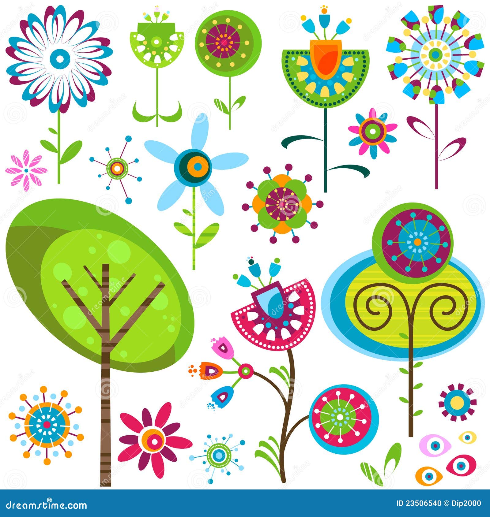 Whimsy flowers stock vector. Illustration of abstract - 23506540