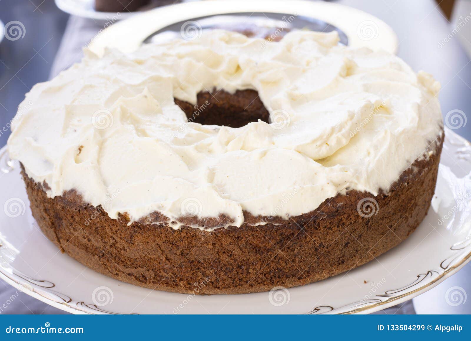Whipped Cream Cake with Fresh Cream Topping Stock Image Image of