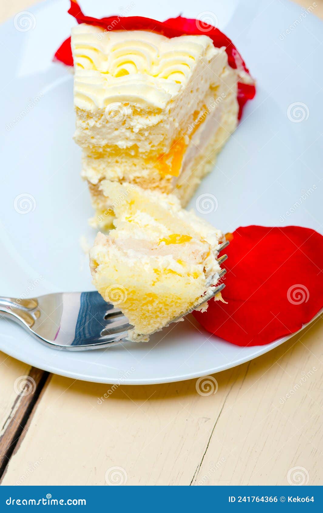 Whipped cream mango cake stock photo. Image of custard 241764366