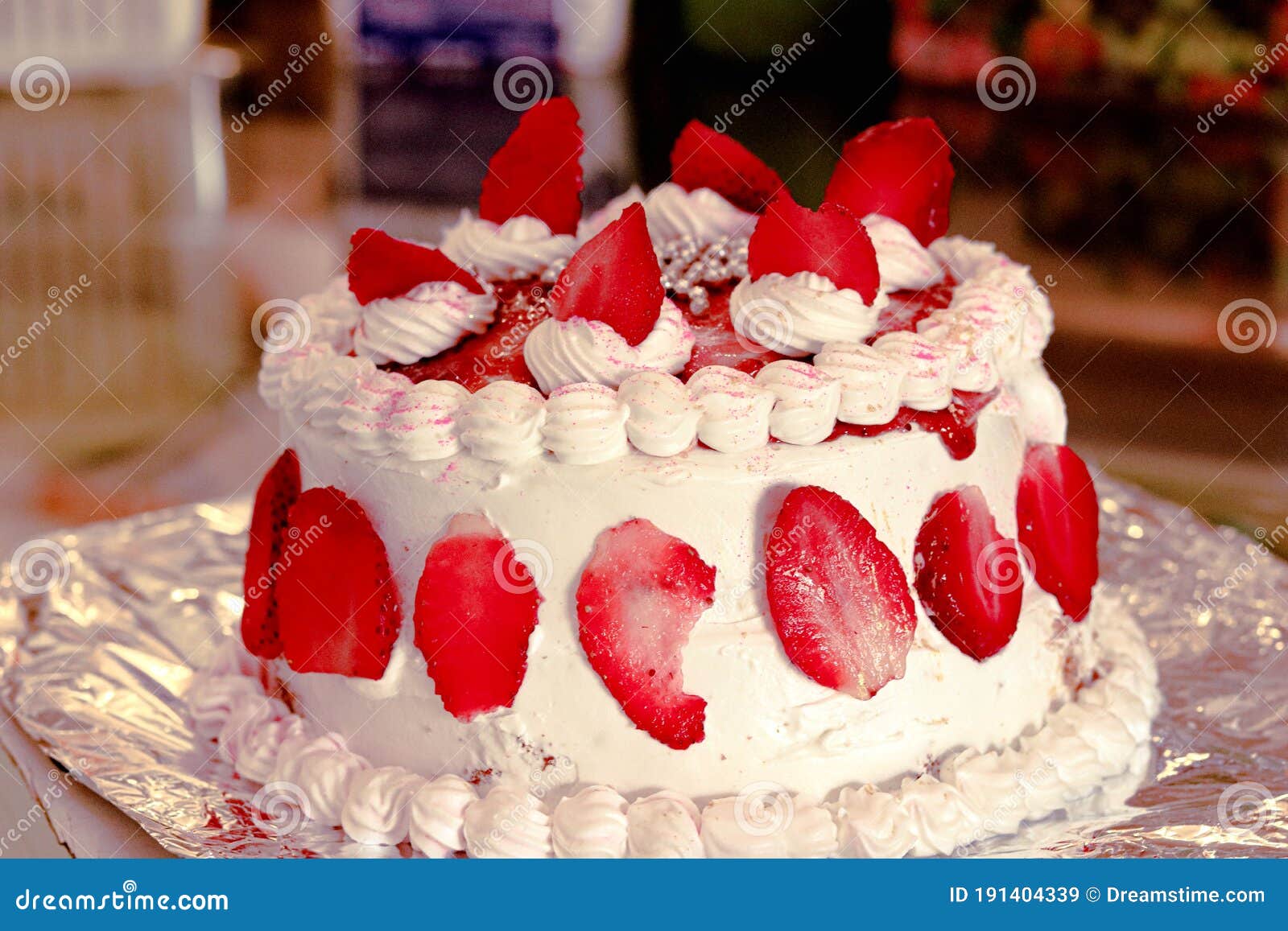 Whipped Cream and Strawberry Big Cake Stock Image - Image of ...