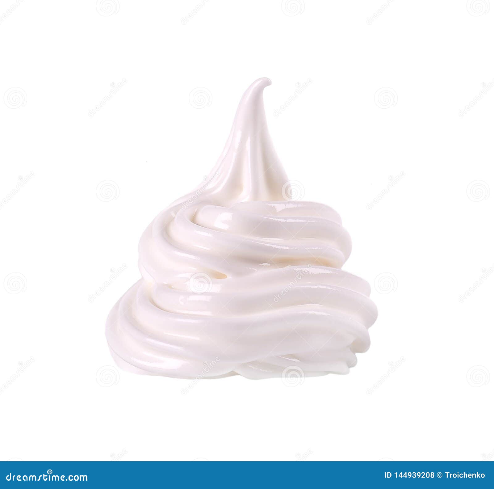 Whipped Cream Swirl, Isolated on White Background. Whipped Egg Whites, with Clipping Path. Stock