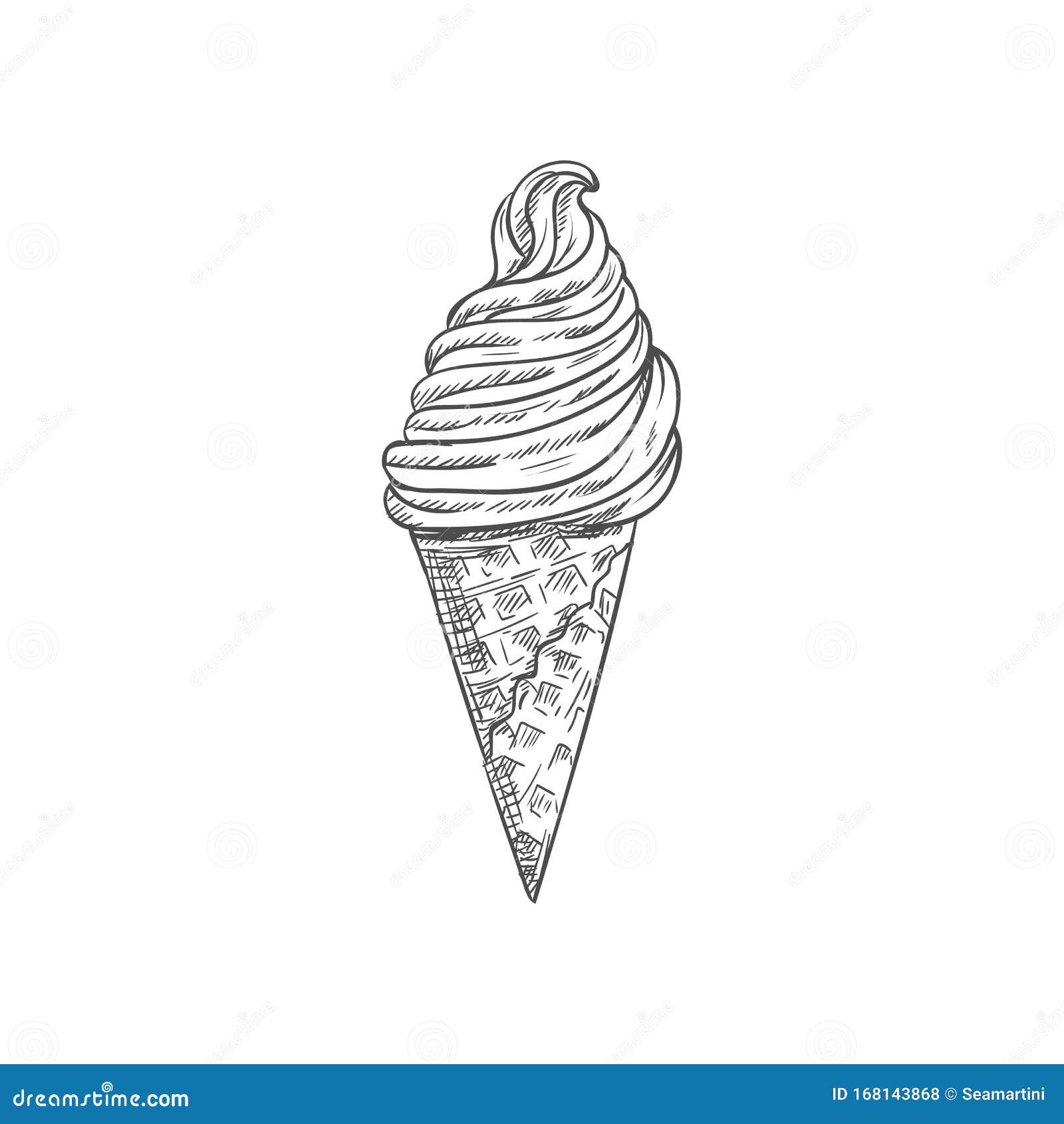 Sketch ice cream in glass bowl Royalty Free Vector Image