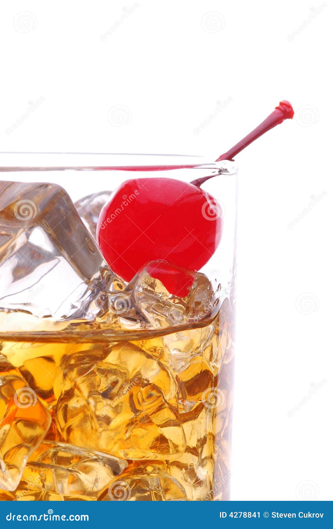 Whiskey with Cherry stock image. Image of glass, beverage 4278841