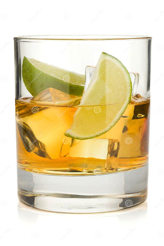 Whiskey cocktail with lime stock photo. Image of alcoholic 23097958