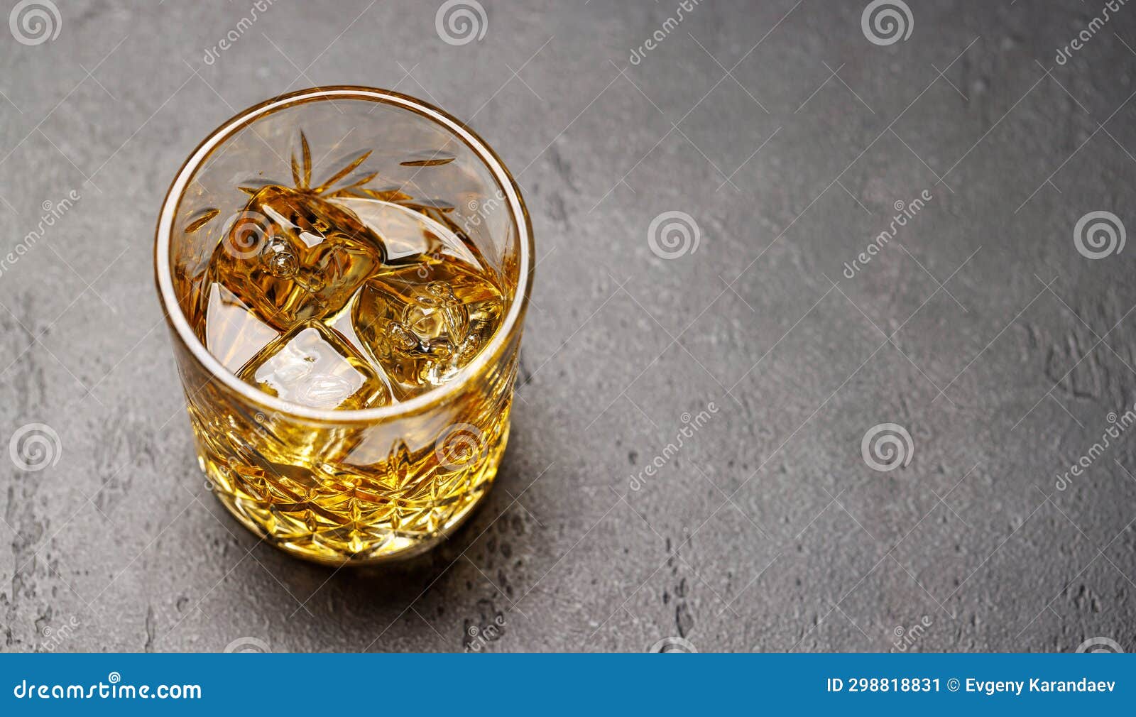 Whiskey with Crystal Clear Ice Cubes Stock Image Image of