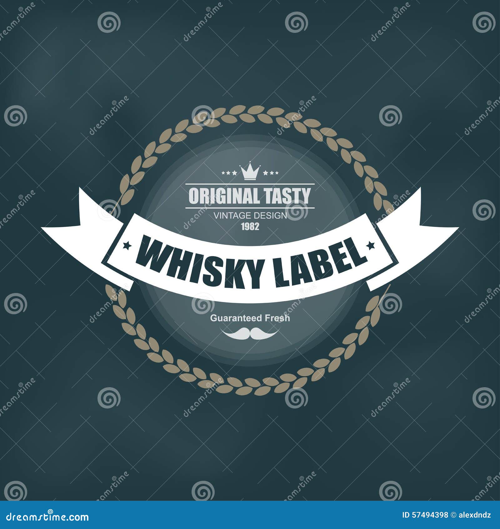 Whiskey Label Design with Decoration and Ribbon Stock Vector Illustration of circle, grunge