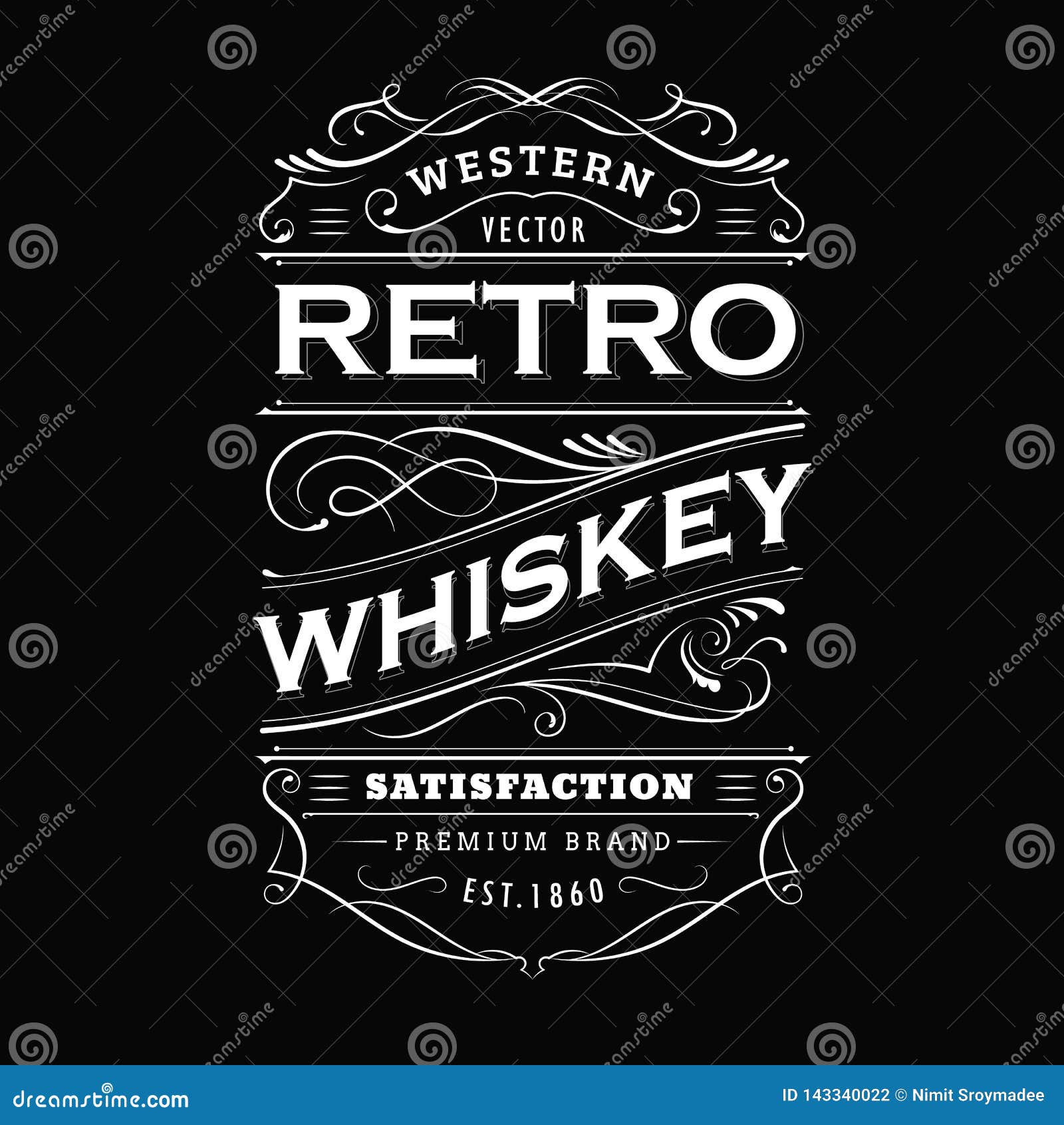 whiskey label vintage hand drawn border typography blackboard 