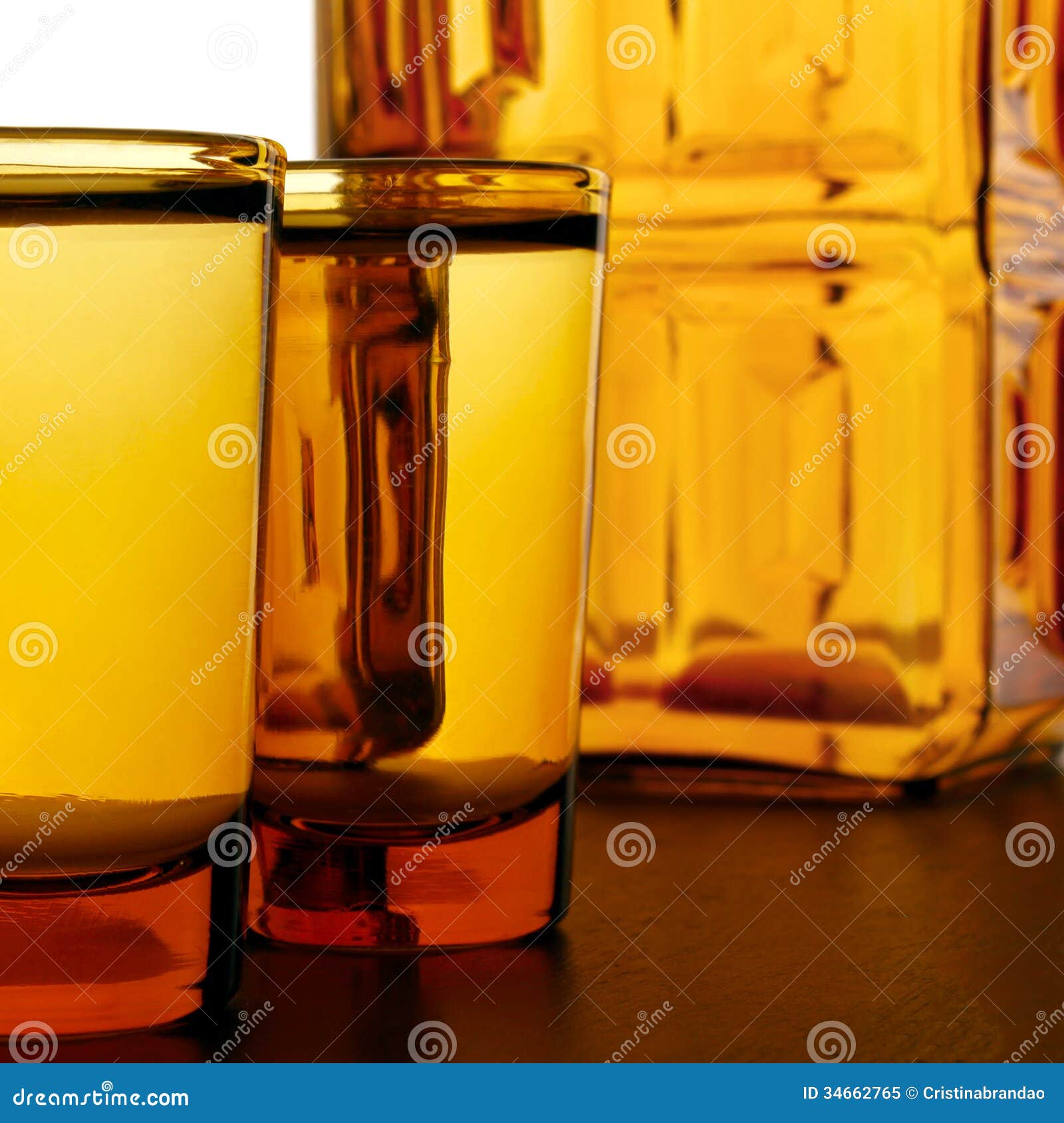 Whiskey Shots and Bottle stock image. Image of table 34662765
