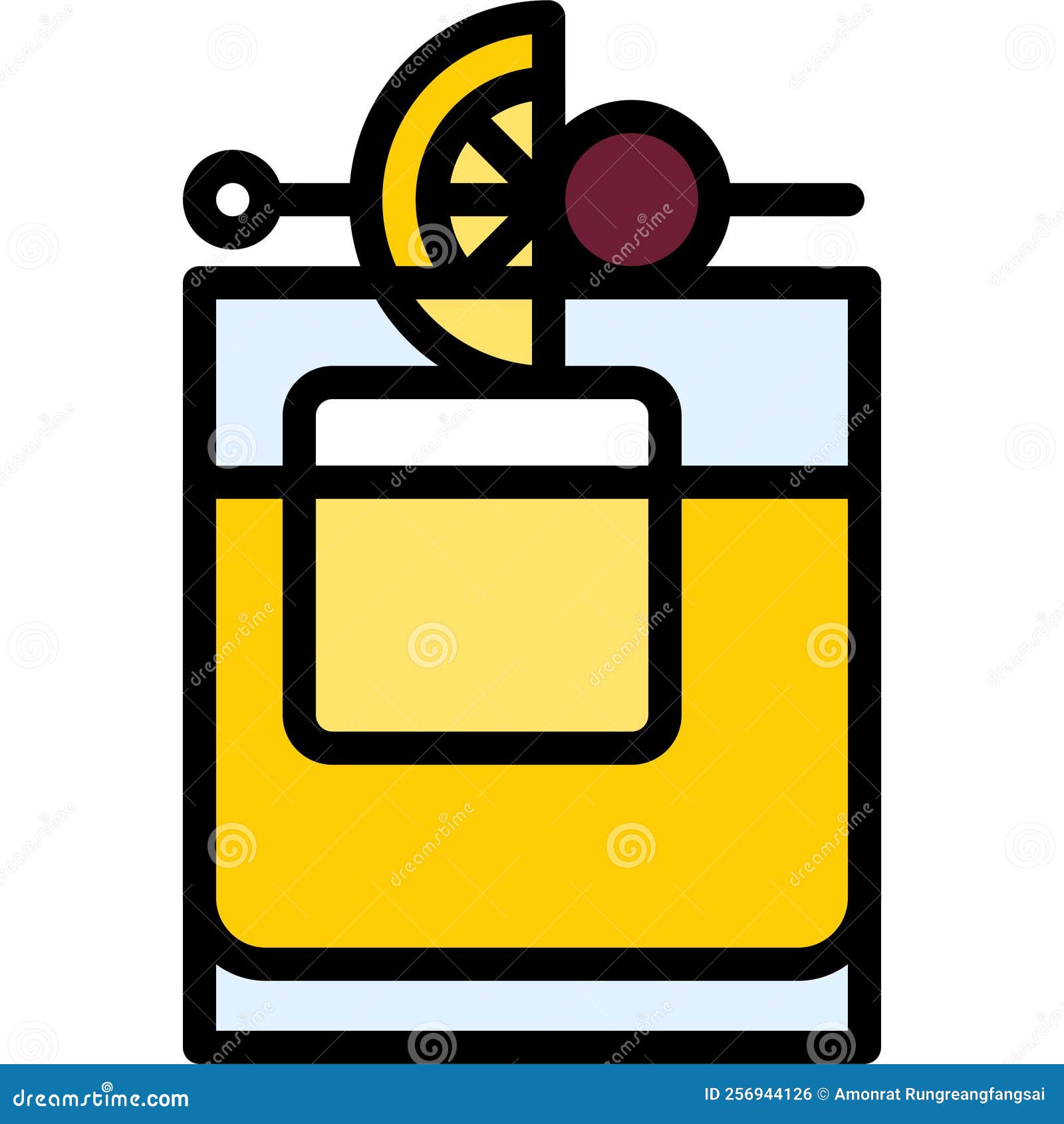 Whiskey Sour Cocktail Icon Alcoholic Mixed Drink Vector Stock Vector Illustration Of Glass 