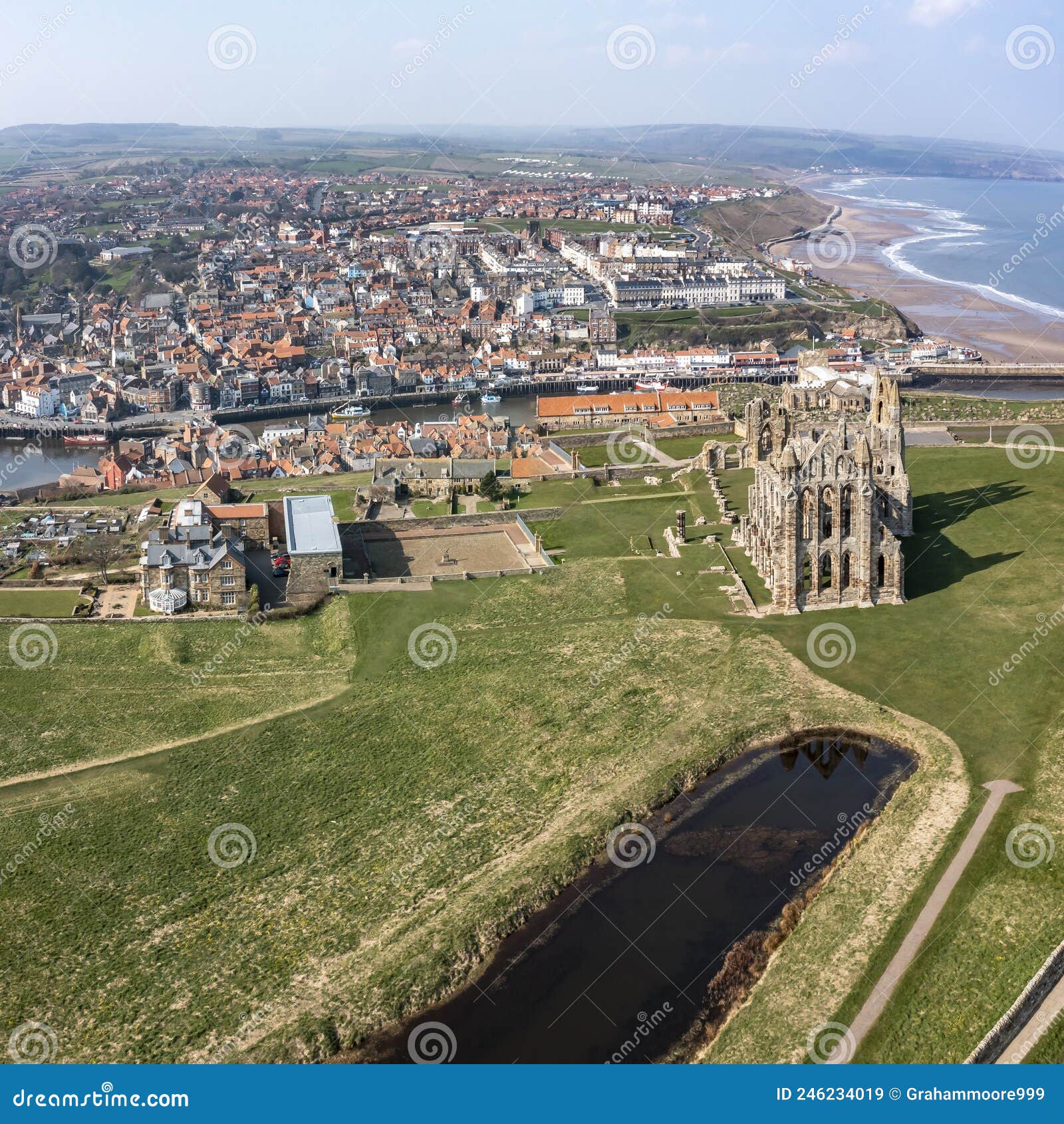 Whitby Town and Abbey Headland Square Format Stock Image Image of
