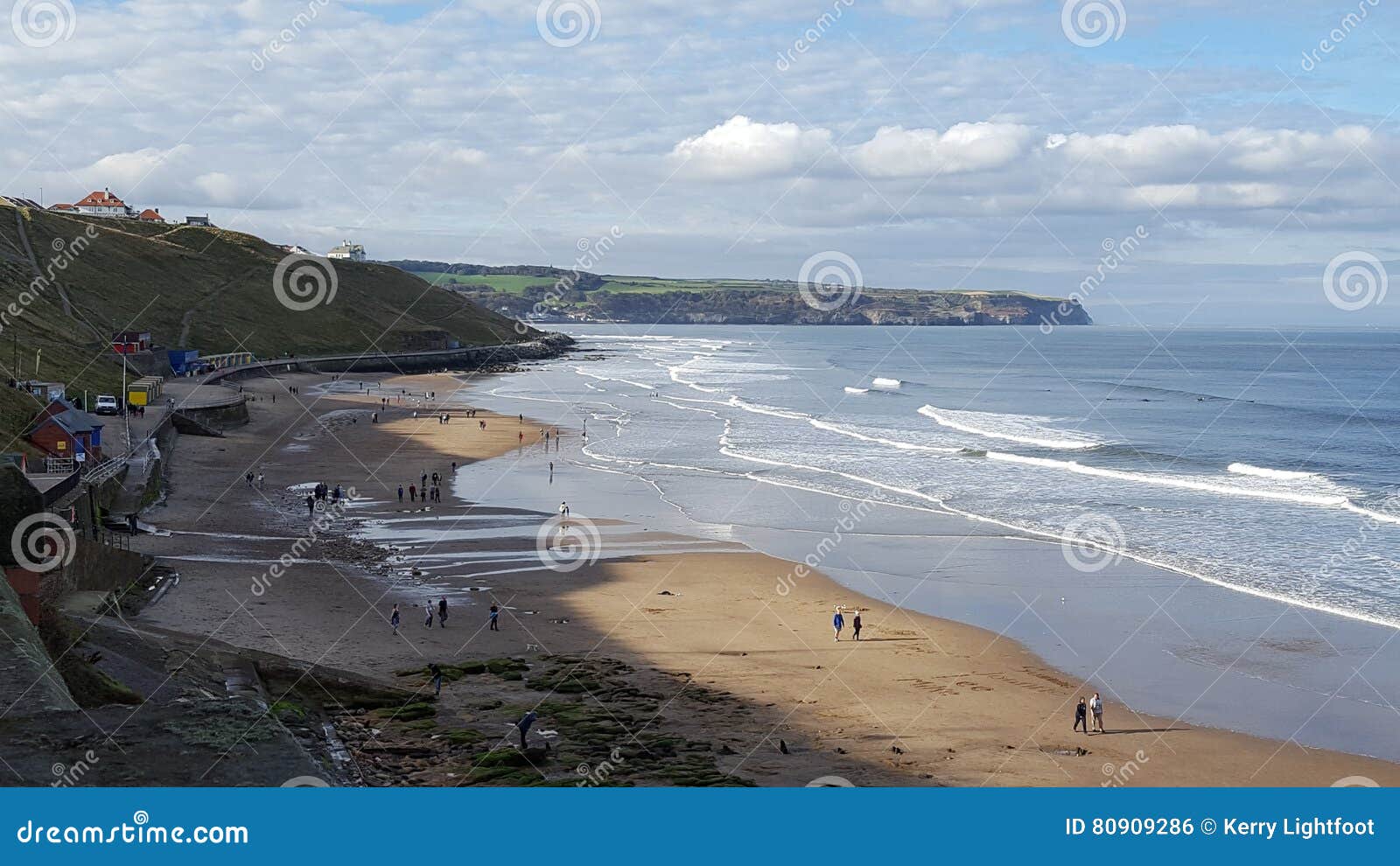 Whitby west cliff beach editorial photo. Image of sand 80909286