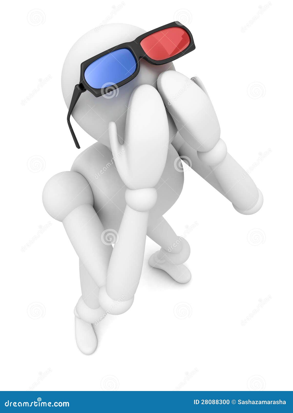 White 3D Man with Black 3D Glasses Stock Illustration Illustration of