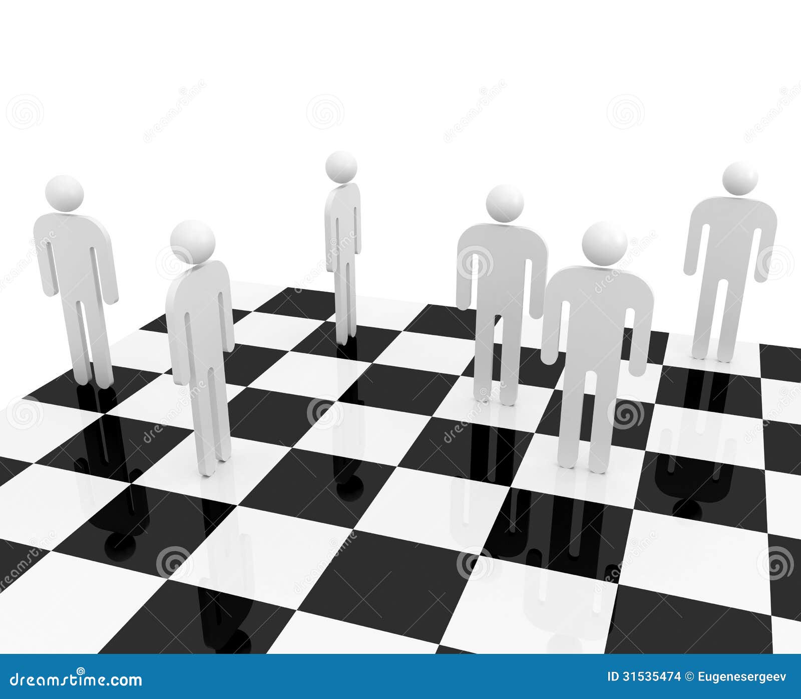 White Abstract People on Chessboard Stock Illustration - Illustration ...