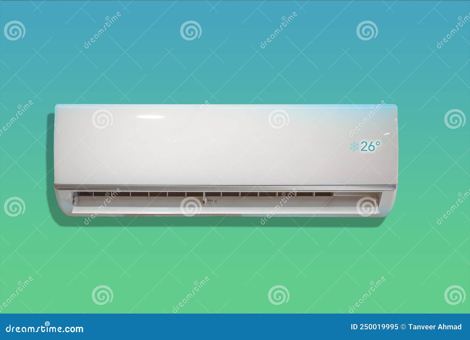 White Air Conditioner with Cool Temperature on Room Wall Stock Image