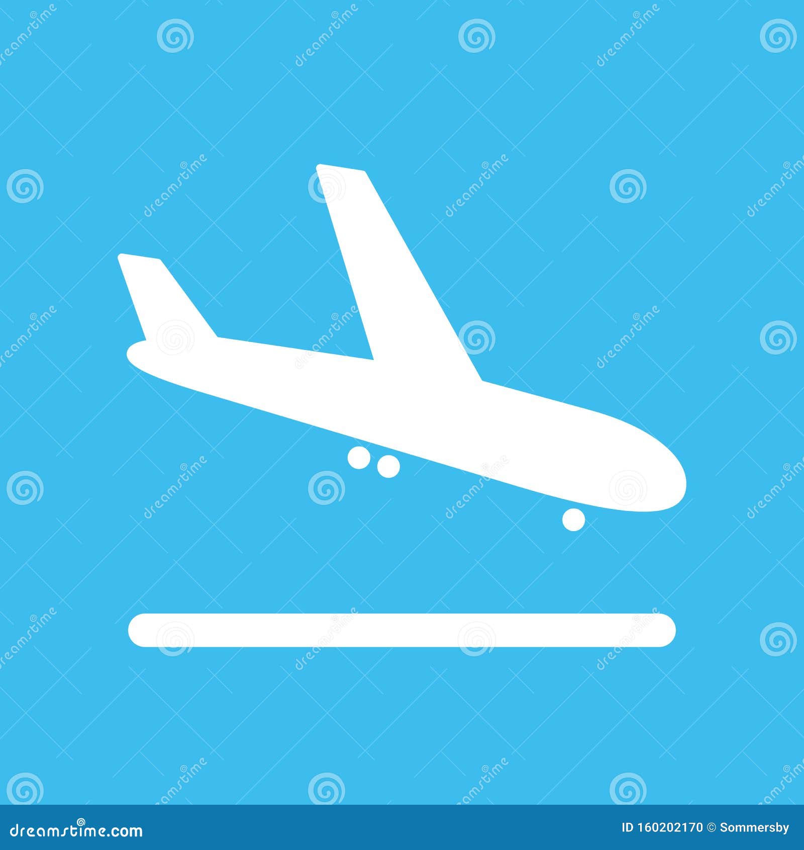 White Airport Plane Arrival Icon On Blue Background Stock Vector Illustration Of Icon Flat 160202170