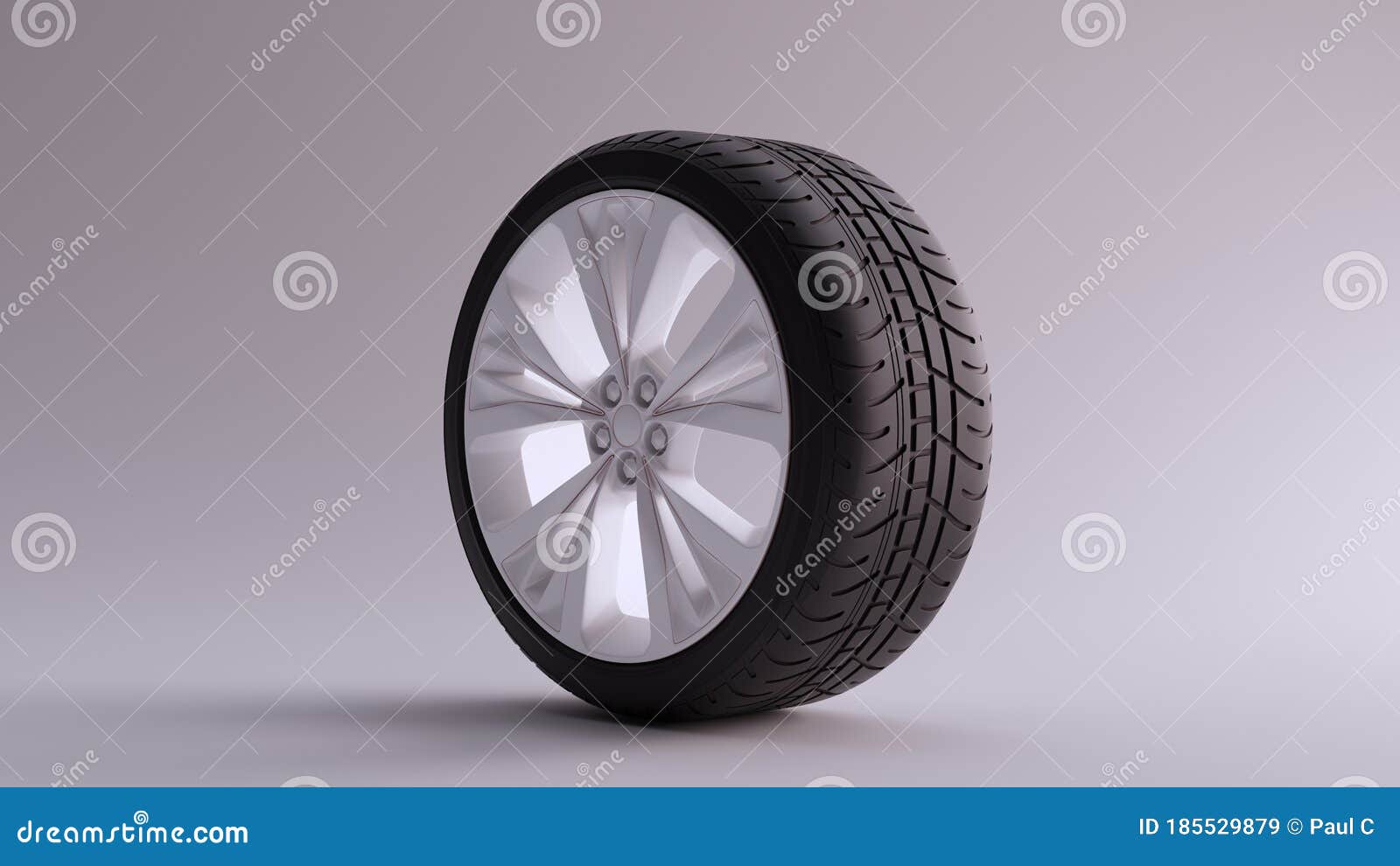 white alloy rim wheel with a complex multi spoke  with racing tyre