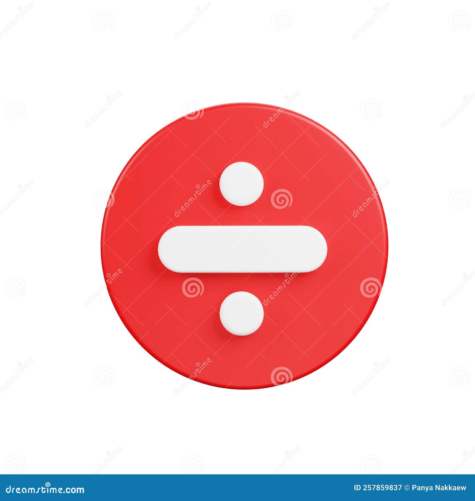 White Arithmetic Division Sign on Red Button Circle Shape, 3d ...