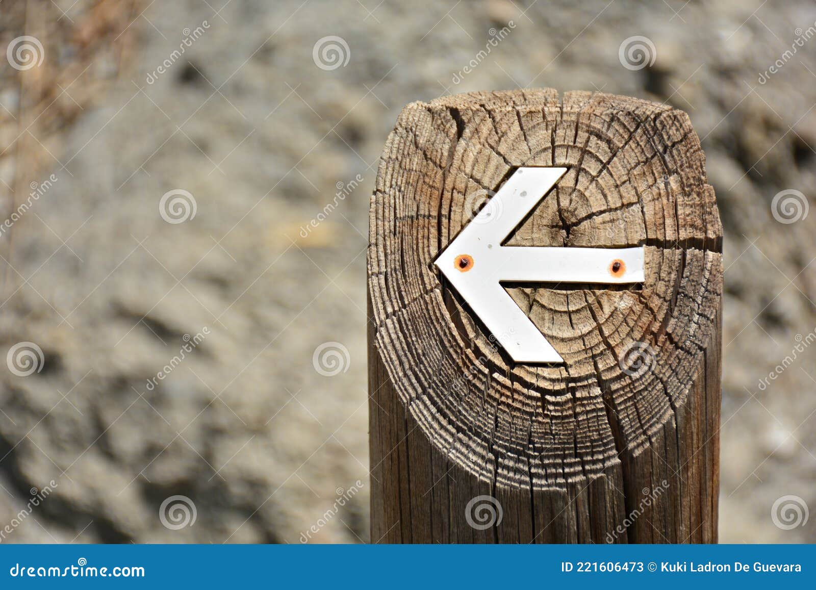 white arrow put into a log