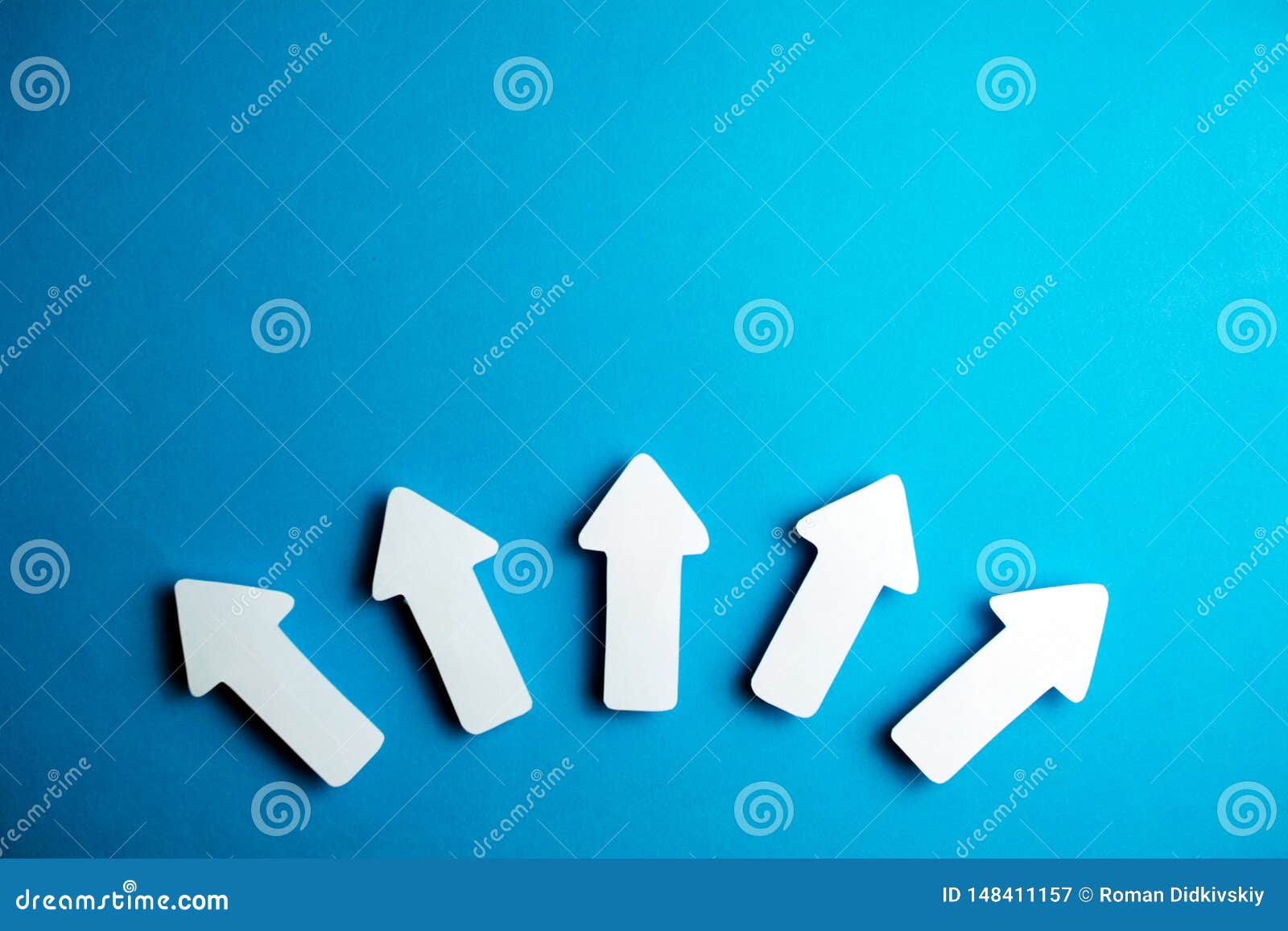 White Arrows on a Blue Background Stock Image Image of leadership, creativity 148411157
