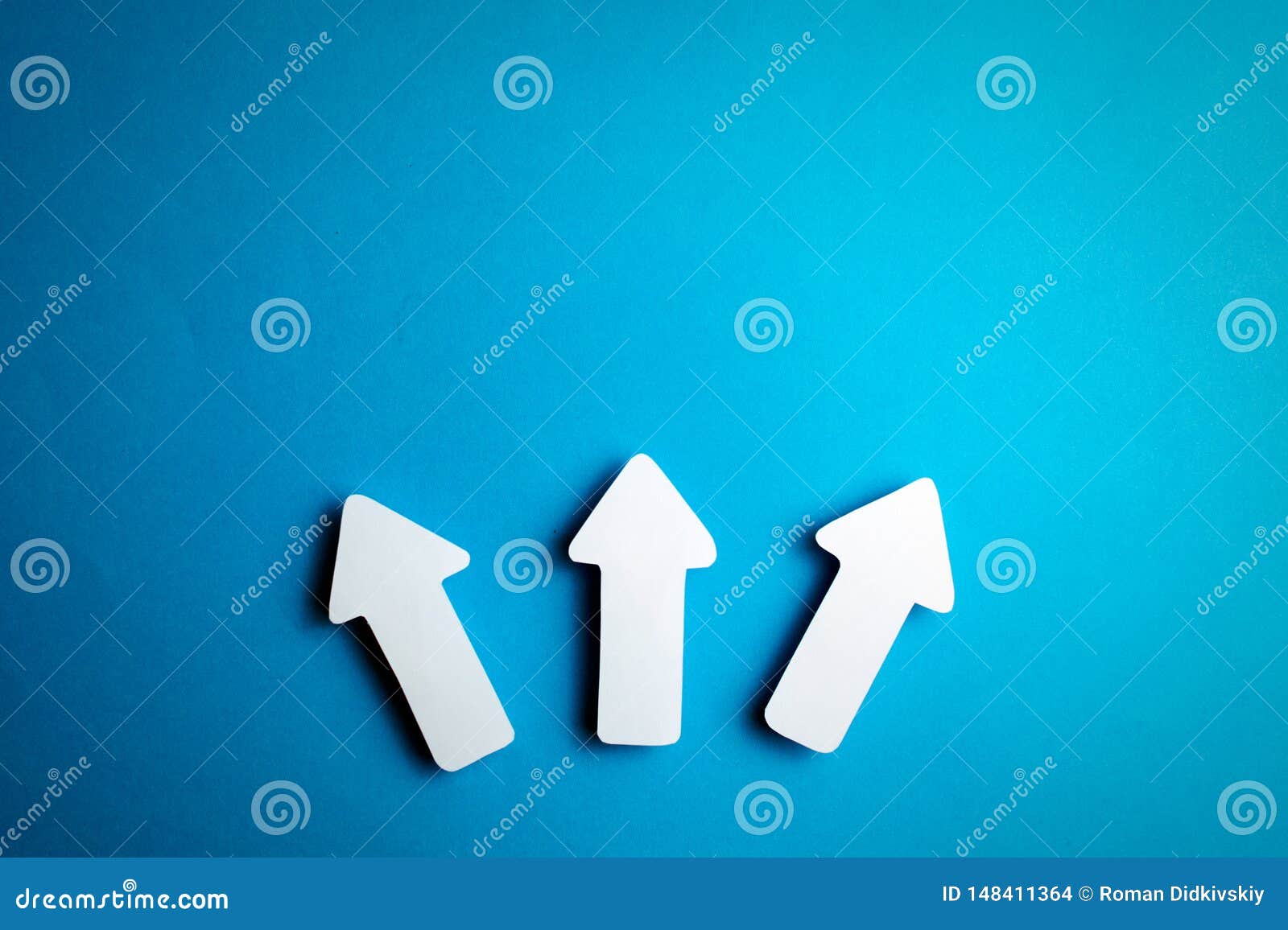 White Arrows on a Blue Background Stock Photo Image of solution, concept 148411364