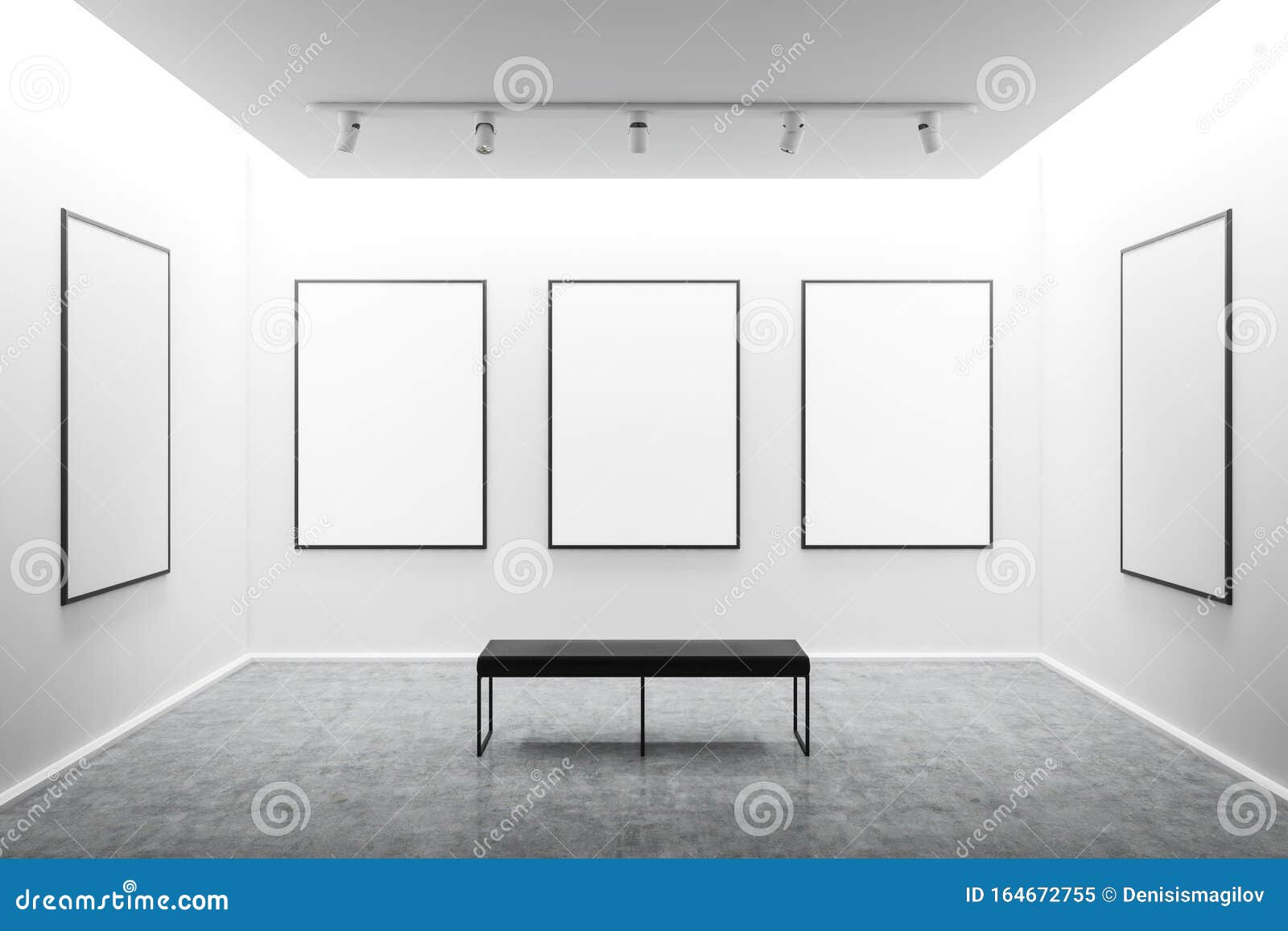 White Art Gallery Interior With Mock Up Posters Stock Image ...