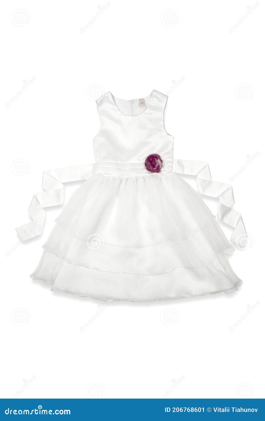 White Baby Dress with a Rose on a White Background Stock Image Image